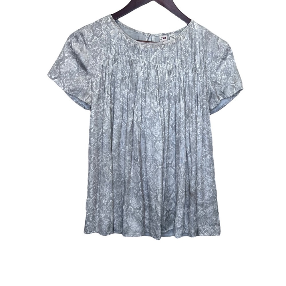 Anthropologie Dolan Grey Snakeskin Blouse Size XS